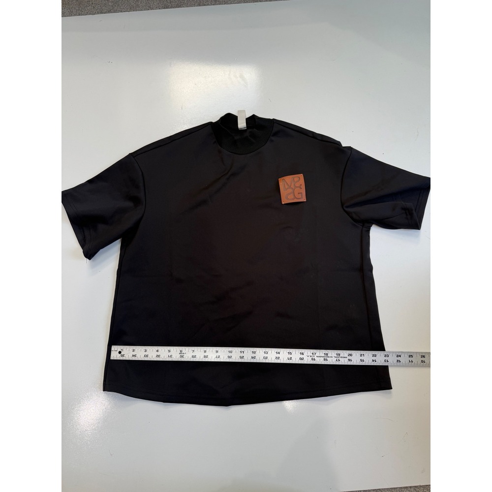 Missguided Black Mock Neck Short Sleeve Top with Logo Patch XS